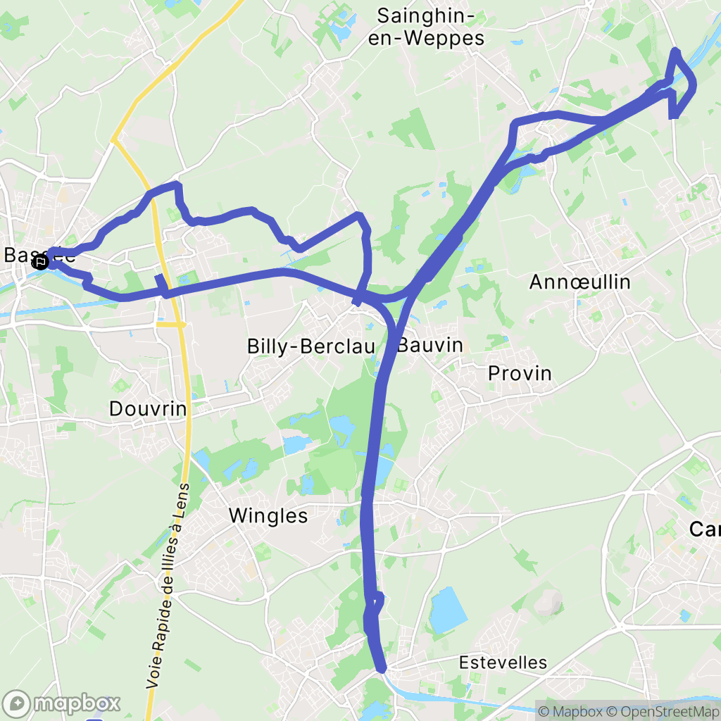 La Bassée : carte du parcours de randonnée - France