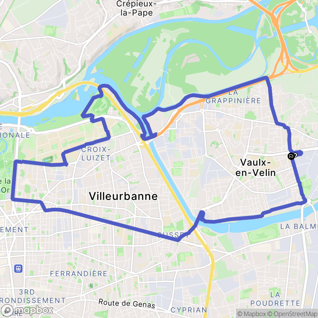 Vaulx-en-Velin : carte du parcours de randonnée - France