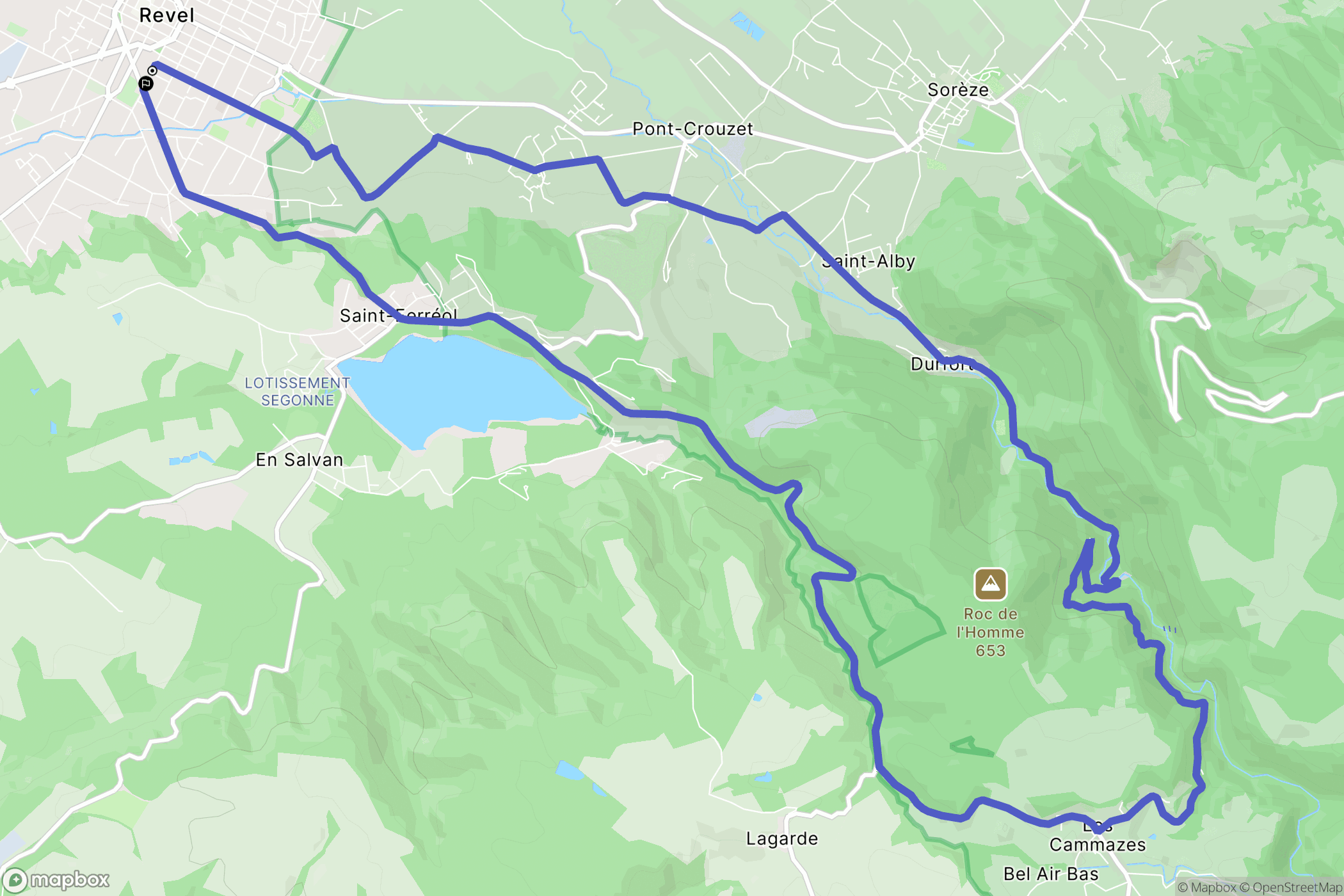 Revel : carte du parcours de randonnée - France