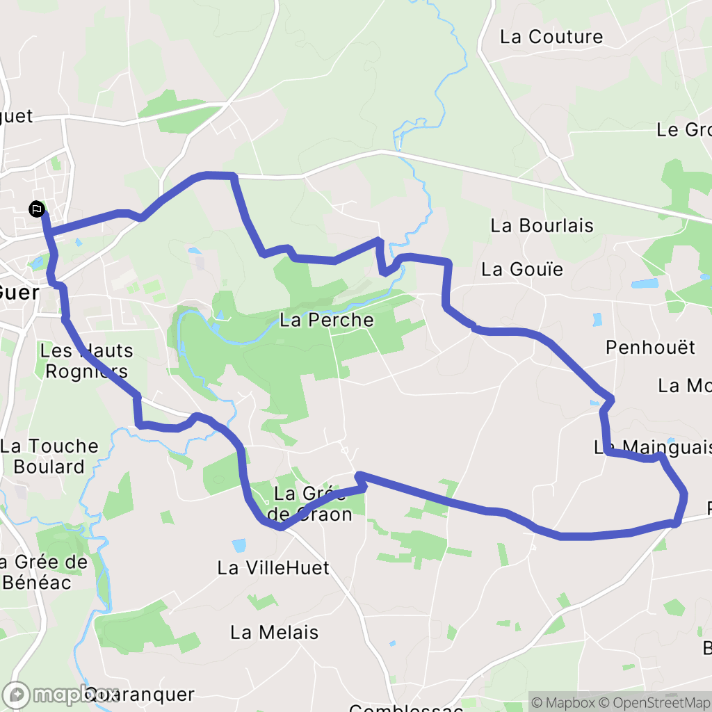 Guer : carte du parcours de randonnée - France
