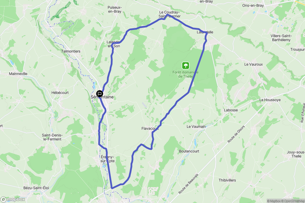 Sérifontaine : carte du parcours de randonnée - France