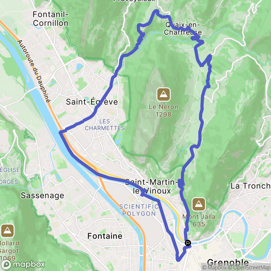 Grenoble : carte du parcours de randonnée - France
