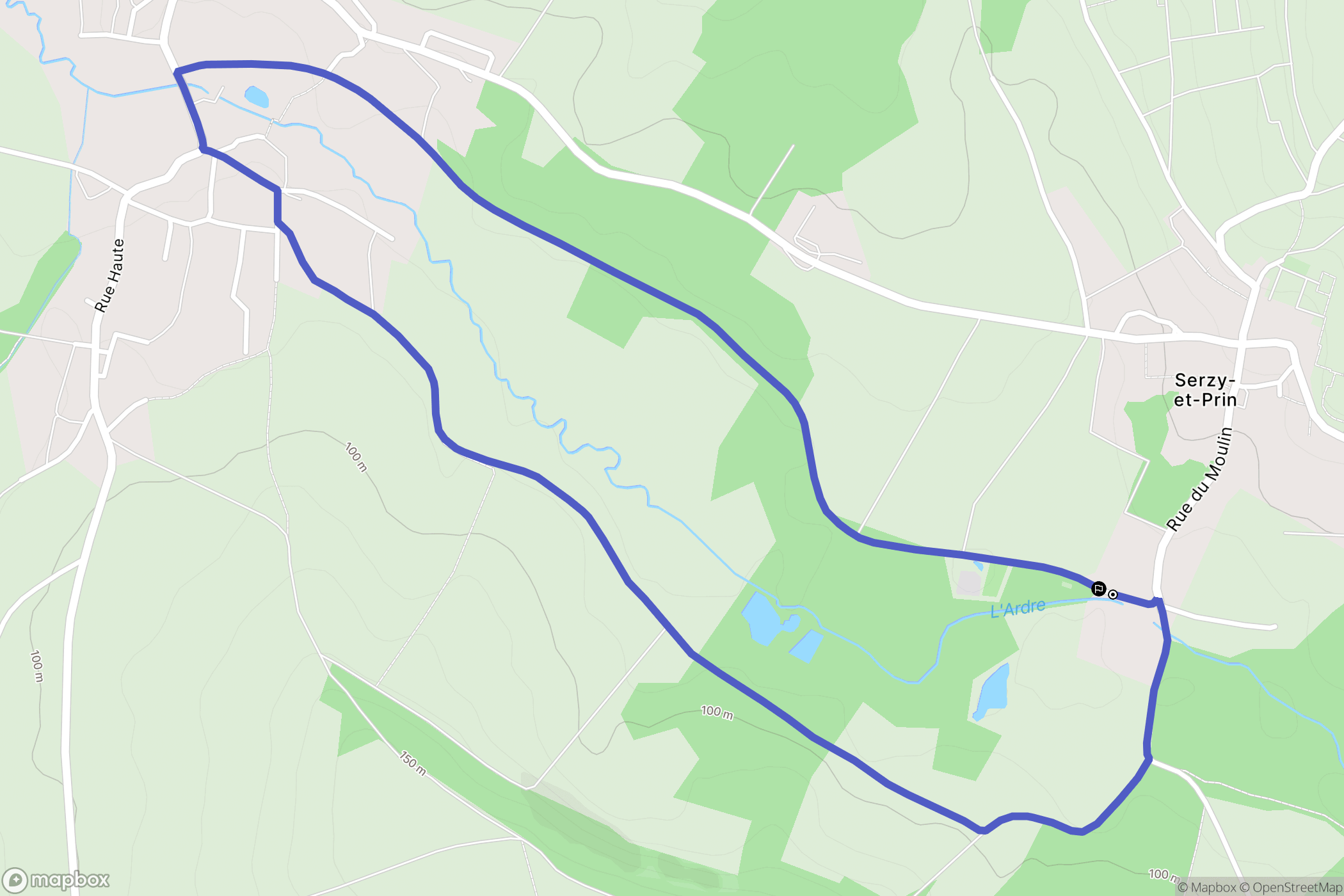 Serzy-et-Prin : carte du parcours de randonnée - France