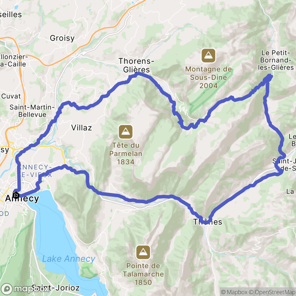 Annecy : carte du parcours de randonnée - France