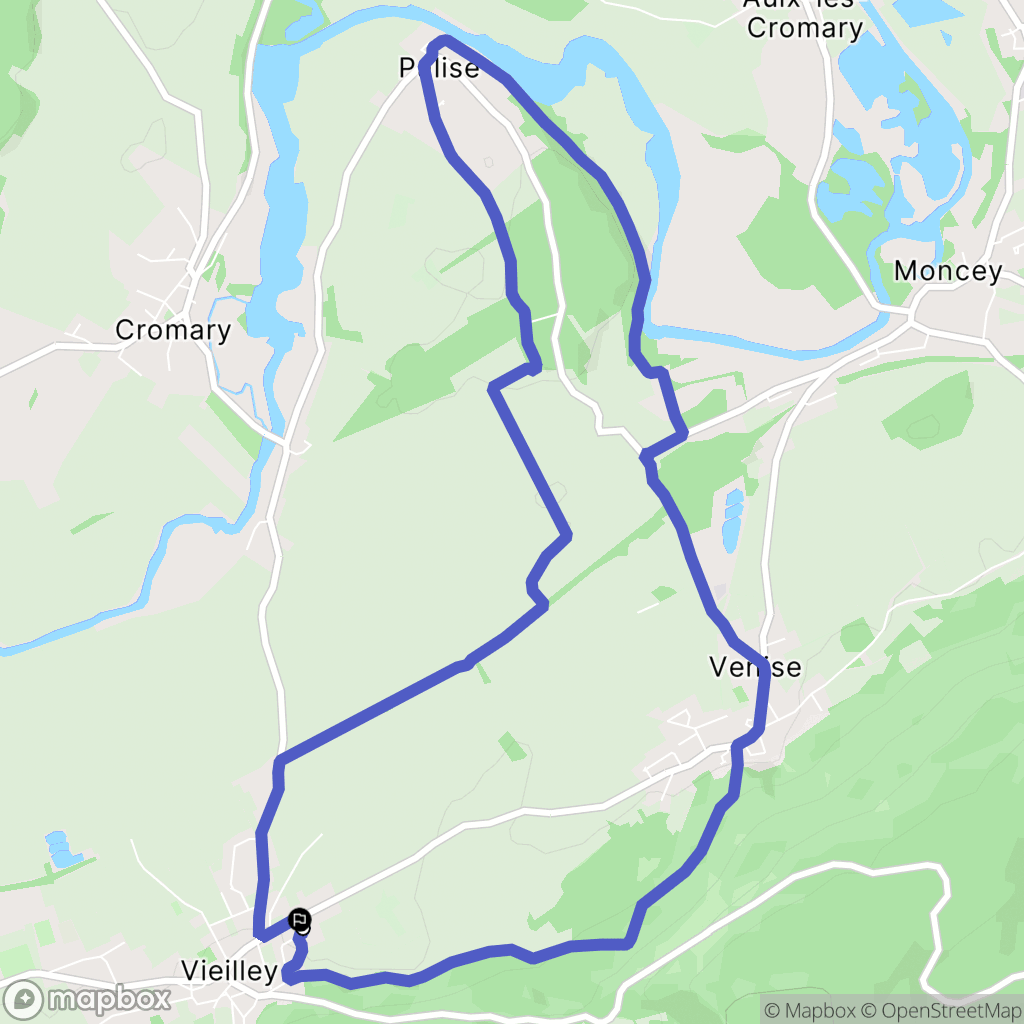 Vieilley : carte du parcours de randonnée - France