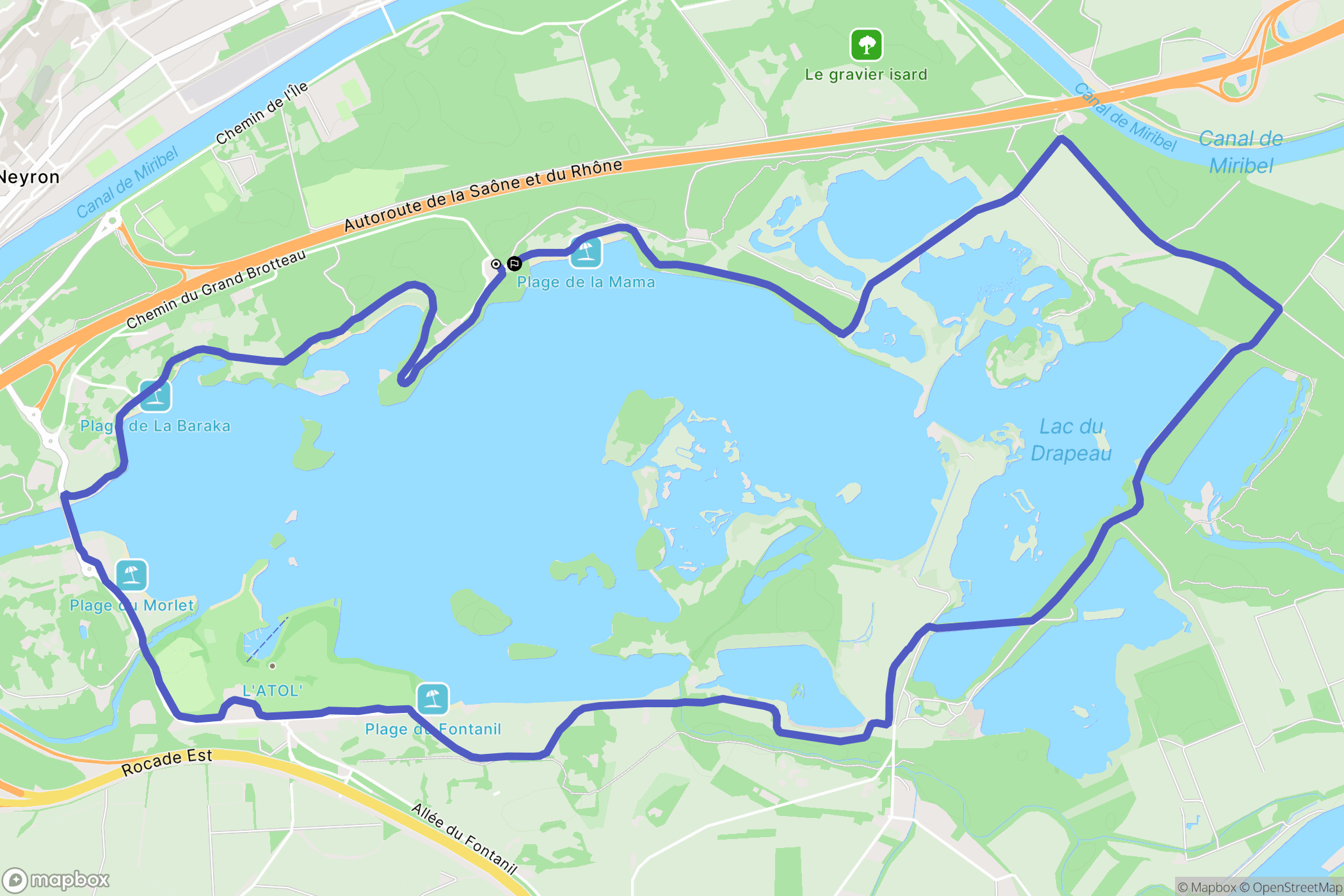 Neyron : carte du parcours de randonnée - France