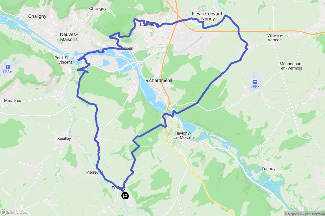Pulligny : carte du parcours de randonnée - France