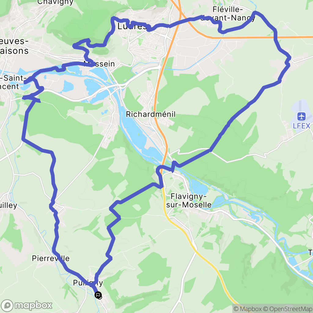 Pulligny : carte du parcours de randonnée - France