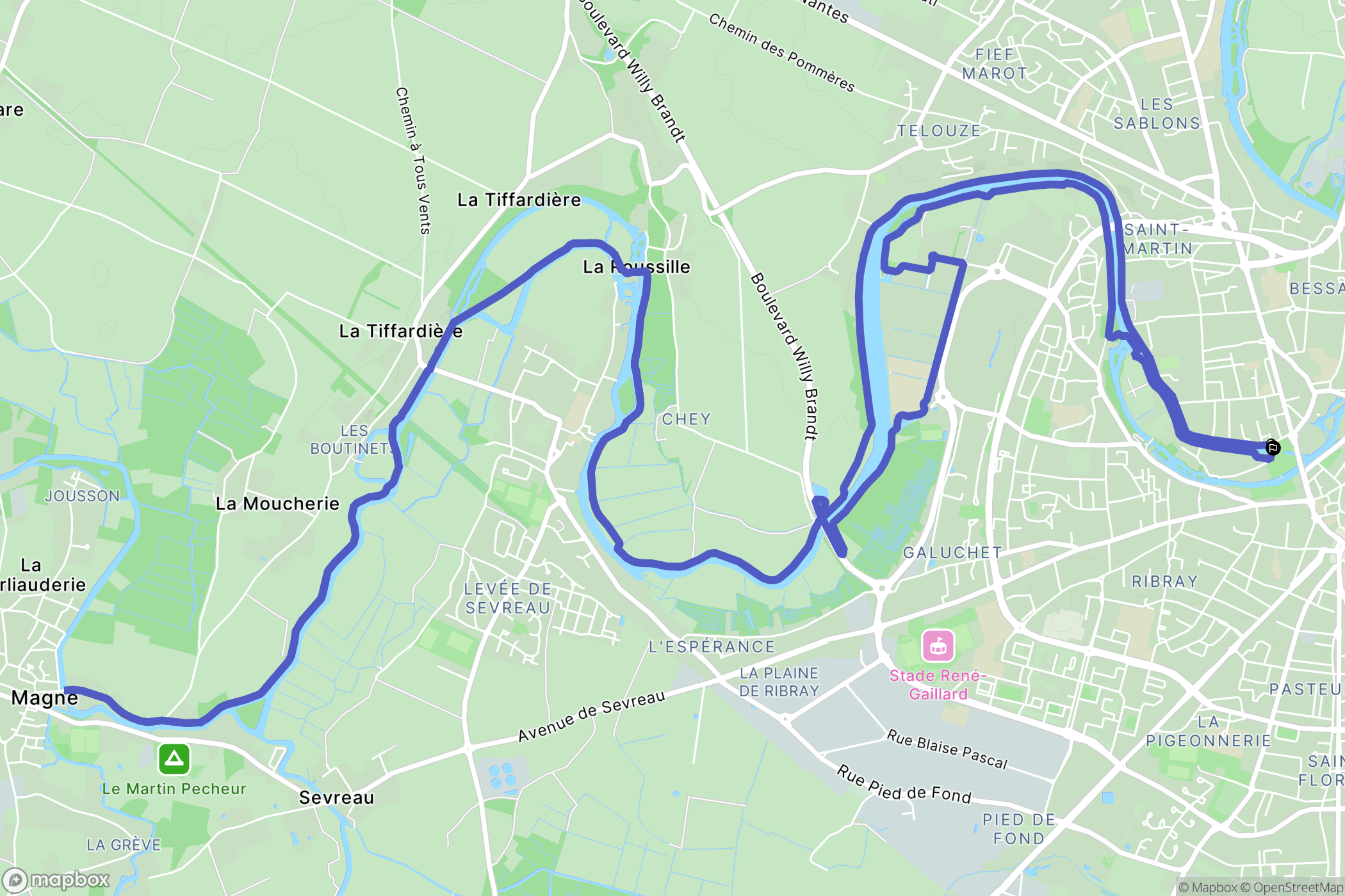 Niort : carte du parcours de randonnée - France