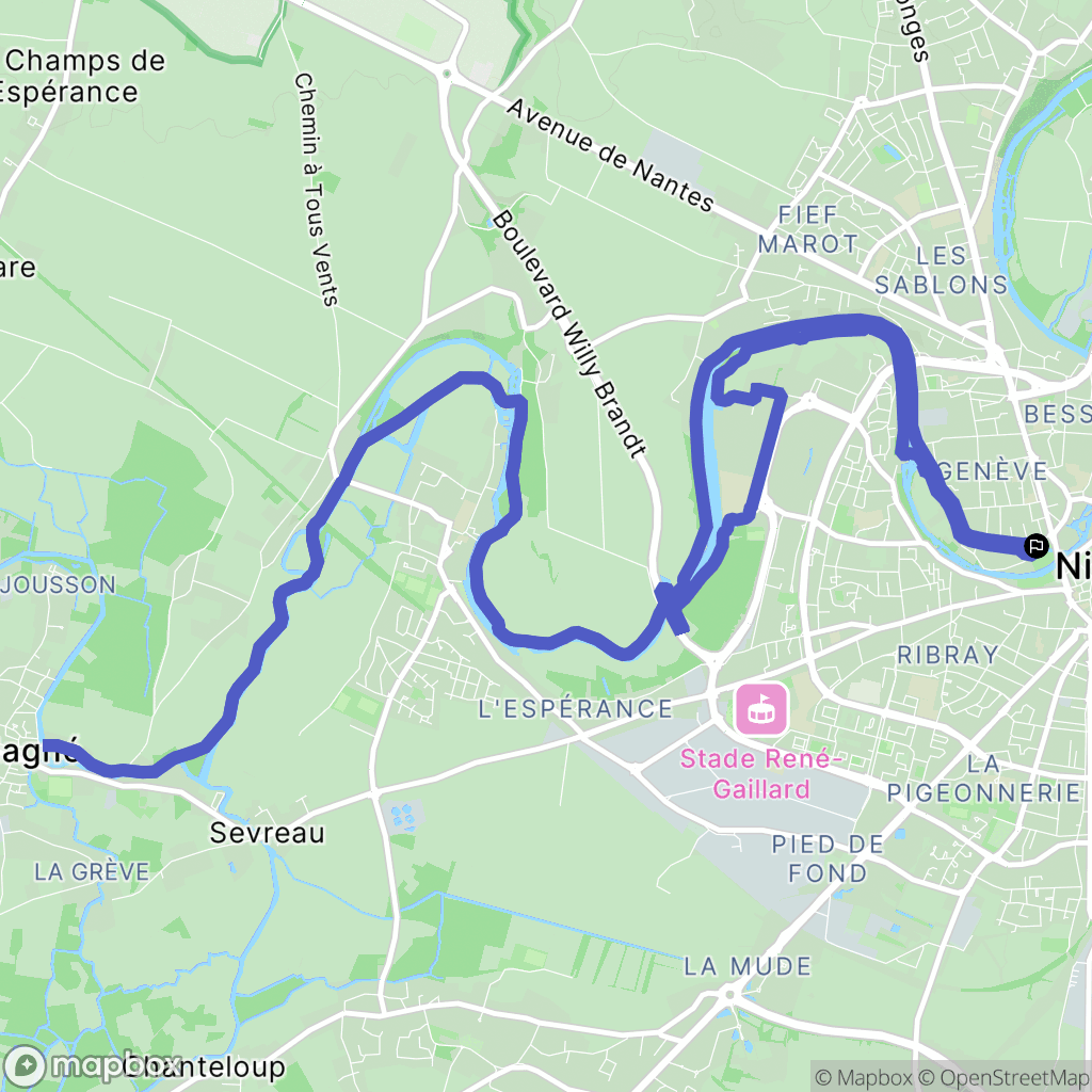 Niort : carte du parcours de randonnée - France