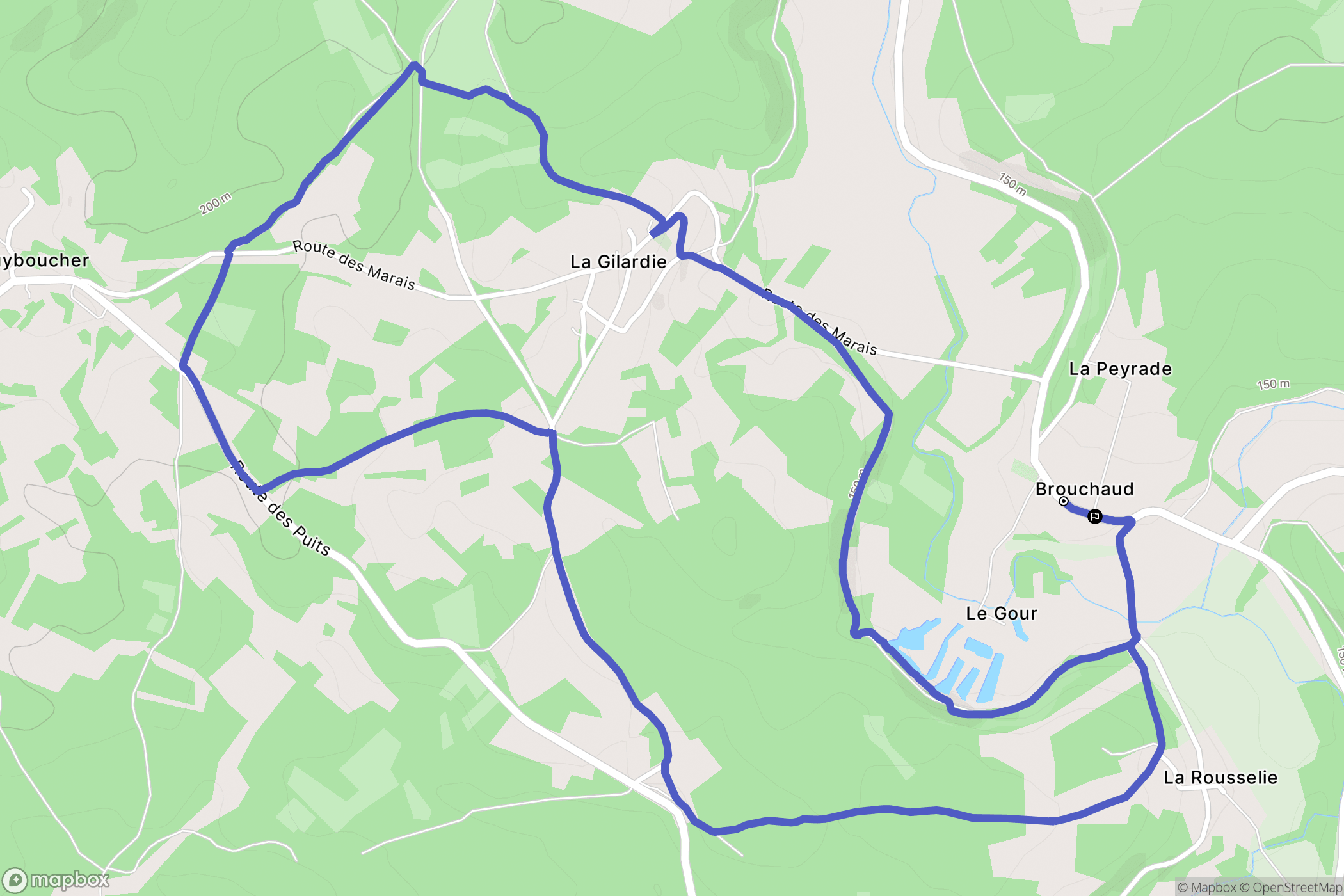 Brouchaud : carte du parcours de randonnée - France