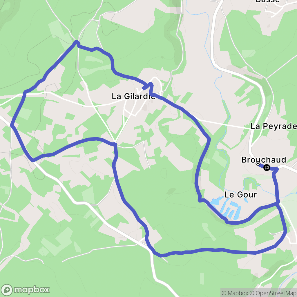 Brouchaud : carte du parcours de randonnée - France