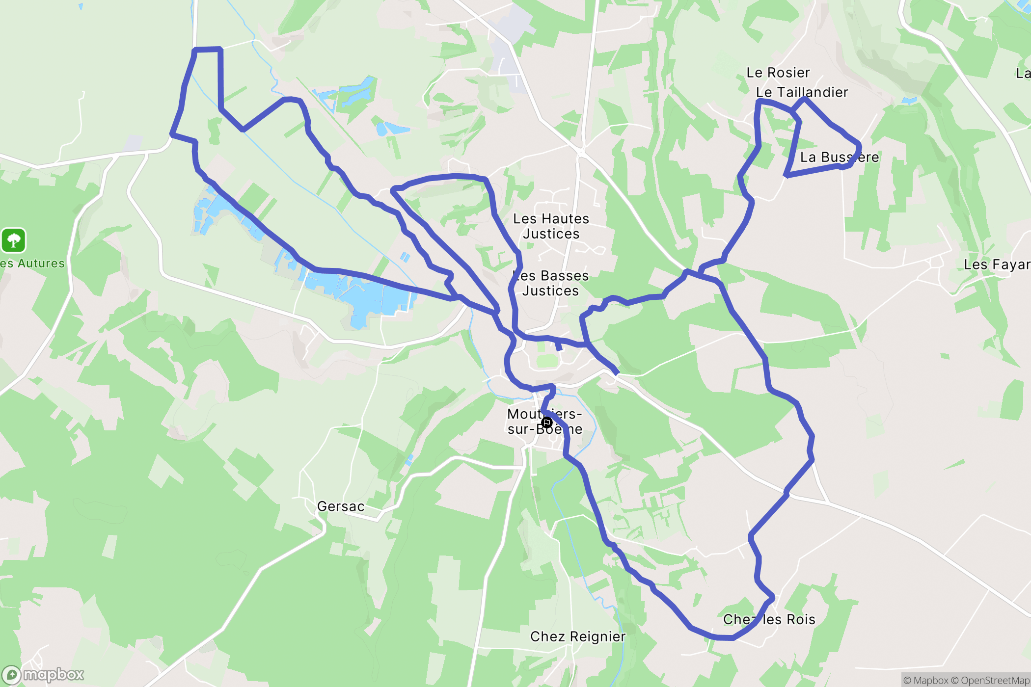Mouthiers-sur-Boëme : carte du parcours de randonnée - France