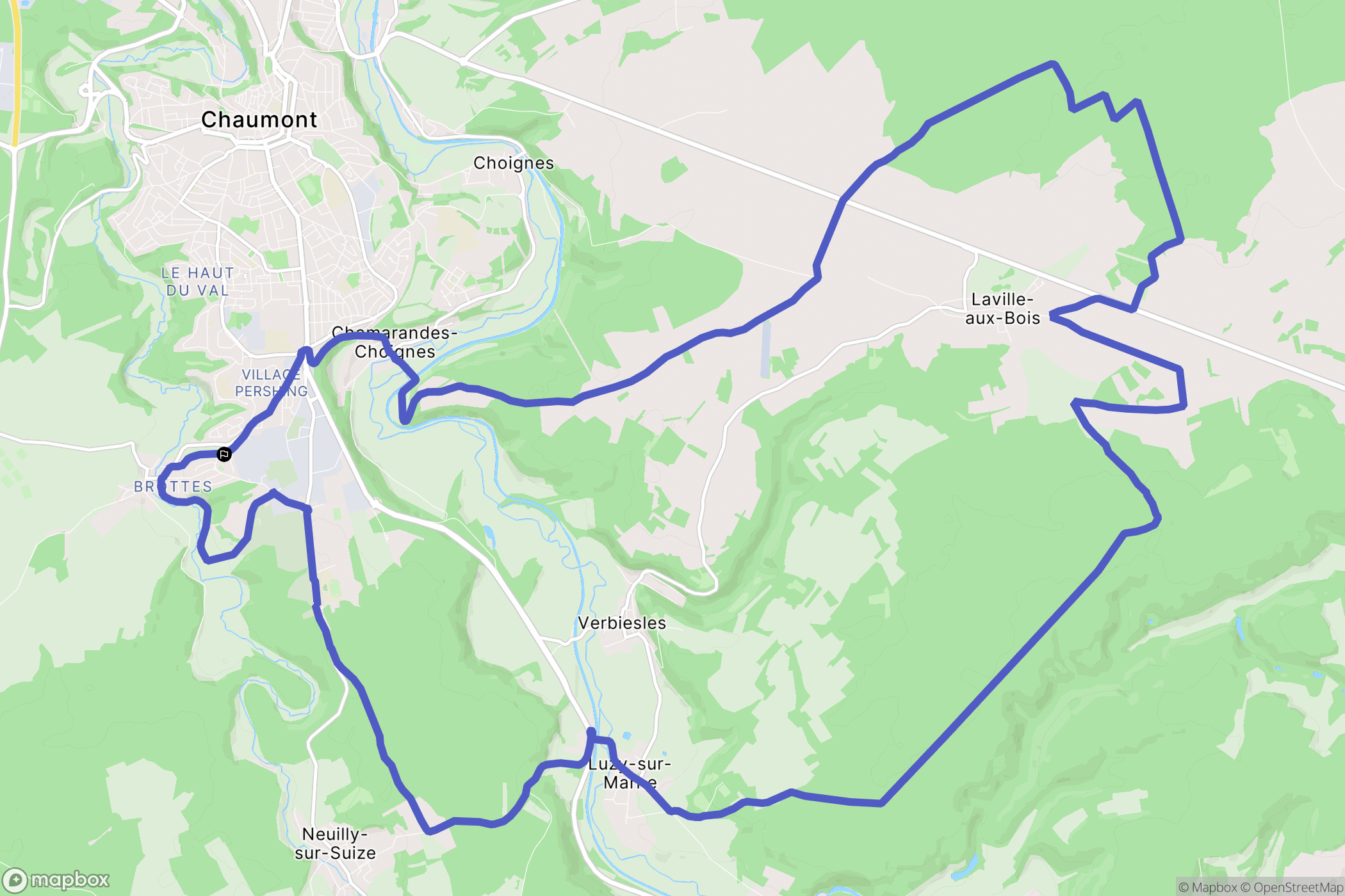 Chaumont : carte du parcours de randonnée - France