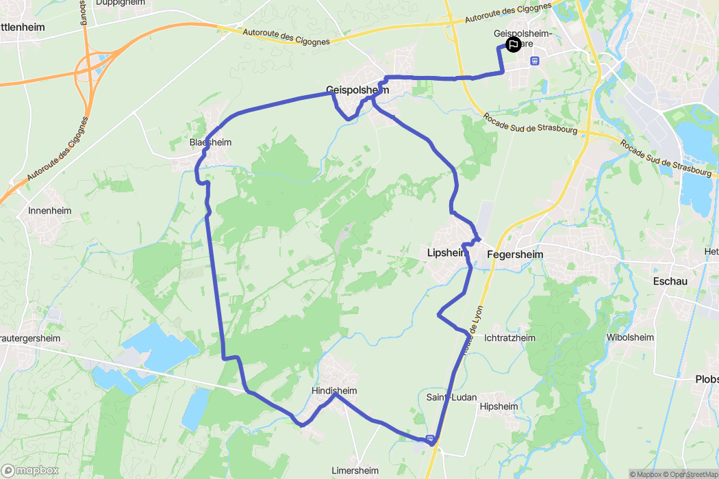 Geispolsheim : carte du parcours de randonnée - France