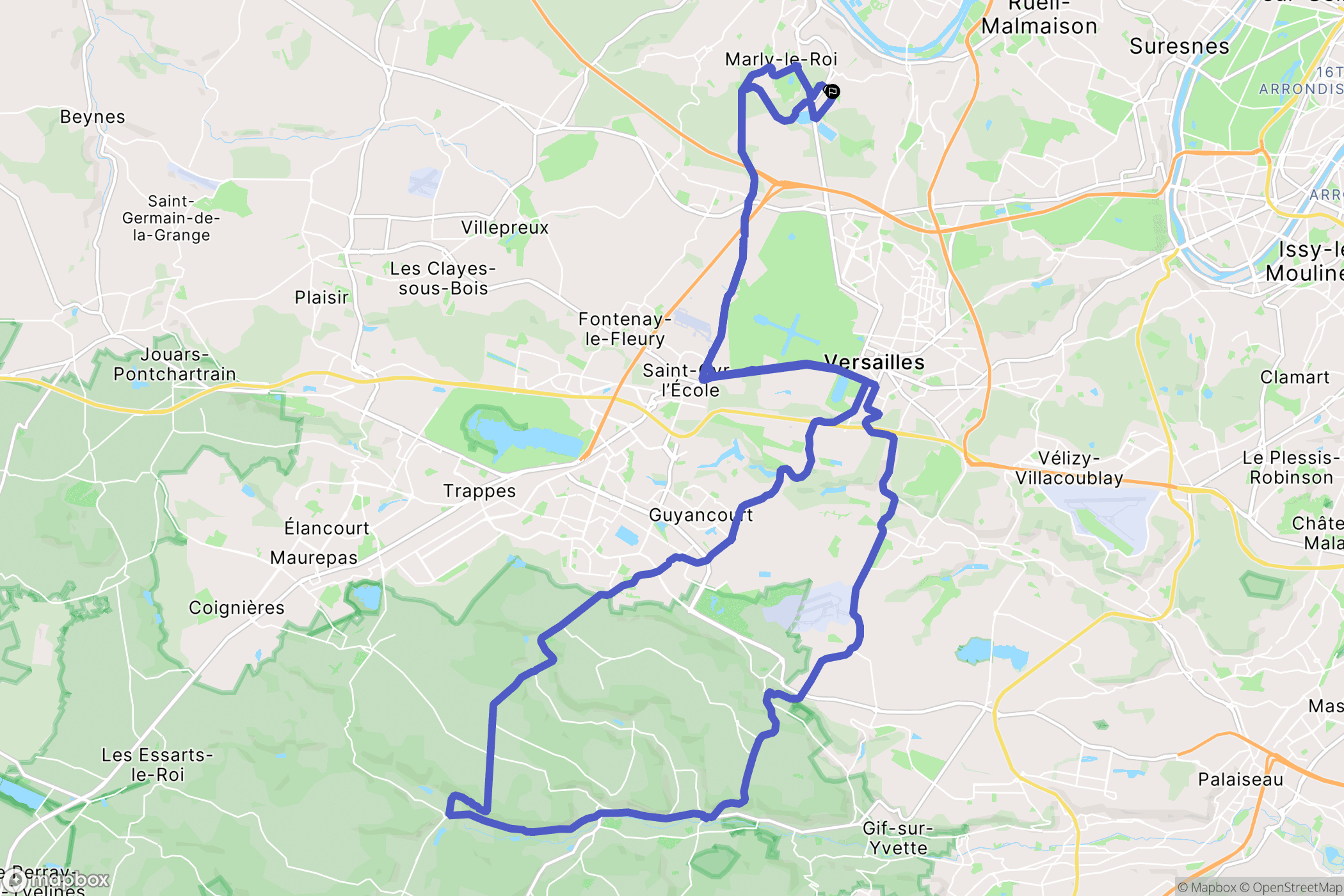 Louveciennes : carte du parcours de randonnée - France