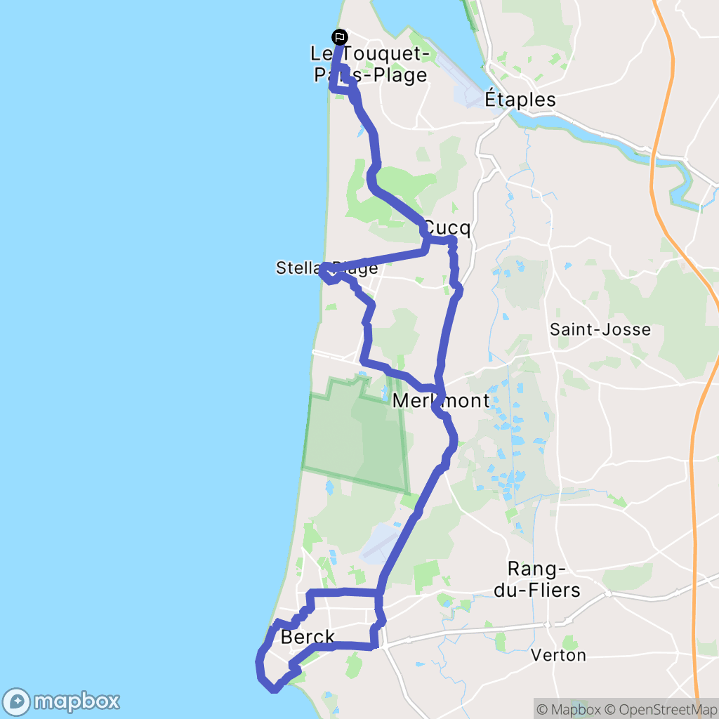 Le Touquet-Paris-Plage : carte du parcours de randonnée - France