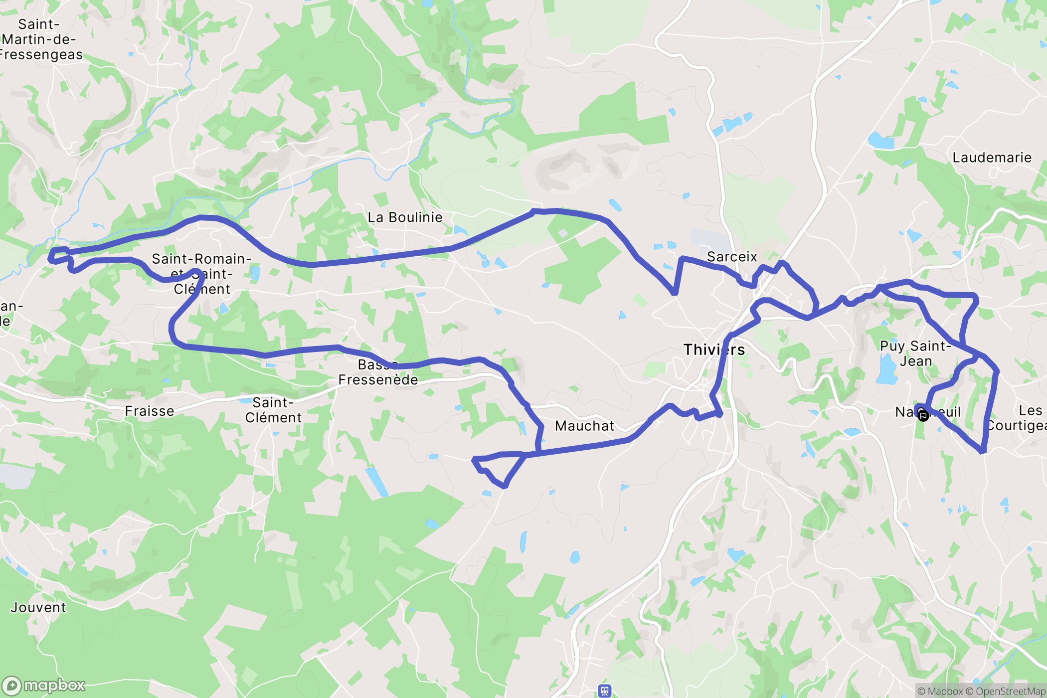 Nantheuil : carte du parcours de randonnée - France