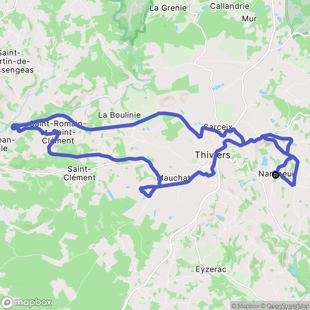 Nantheuil : carte du parcours de randonnée - France
