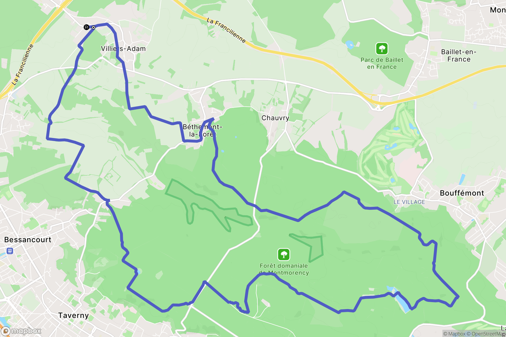 Villiers-Adam : carte du parcours de randonnée - France