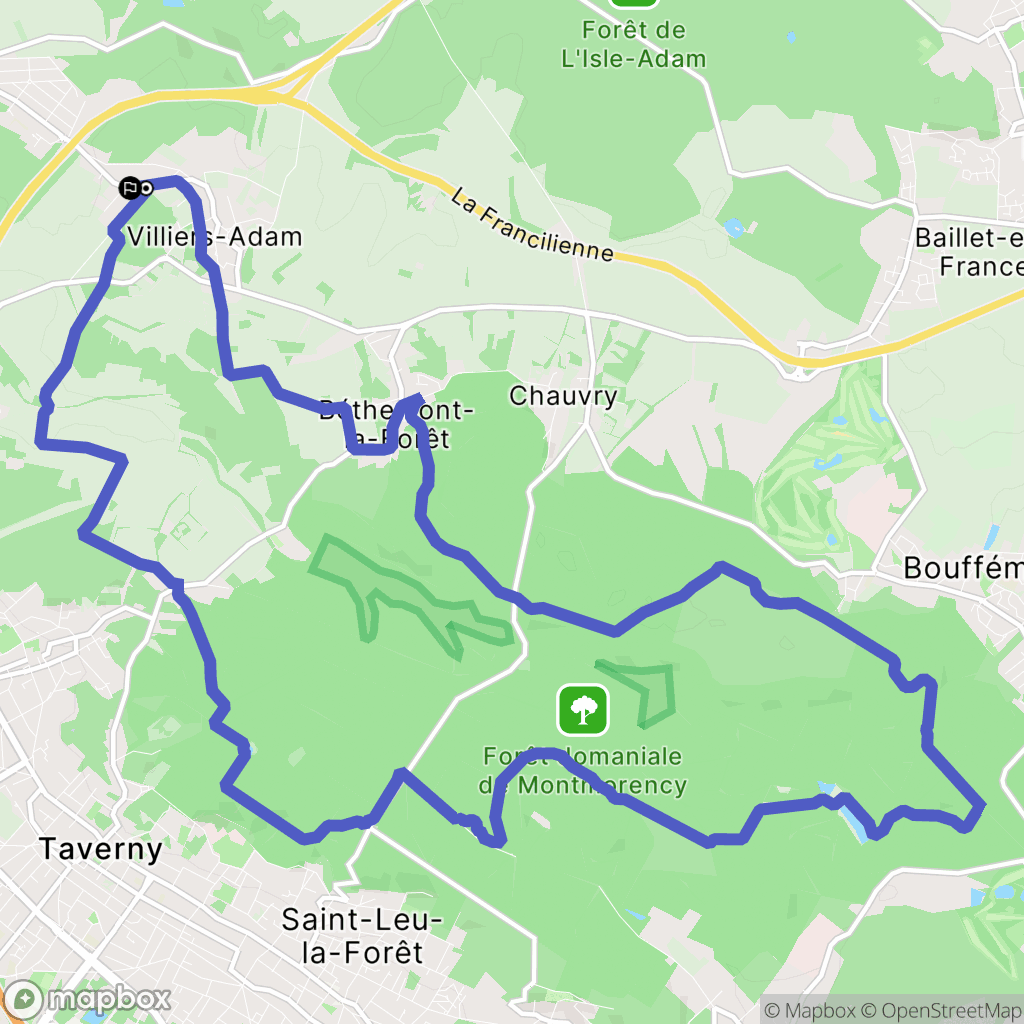 Villiers-Adam : carte du parcours de randonnée - France