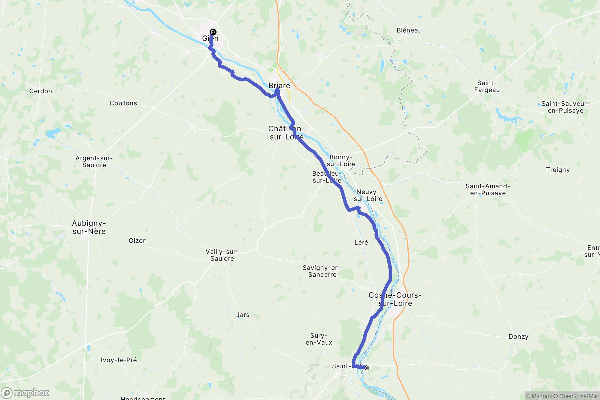 Tracy-sur-Loire : carte du parcours de randonnée - France