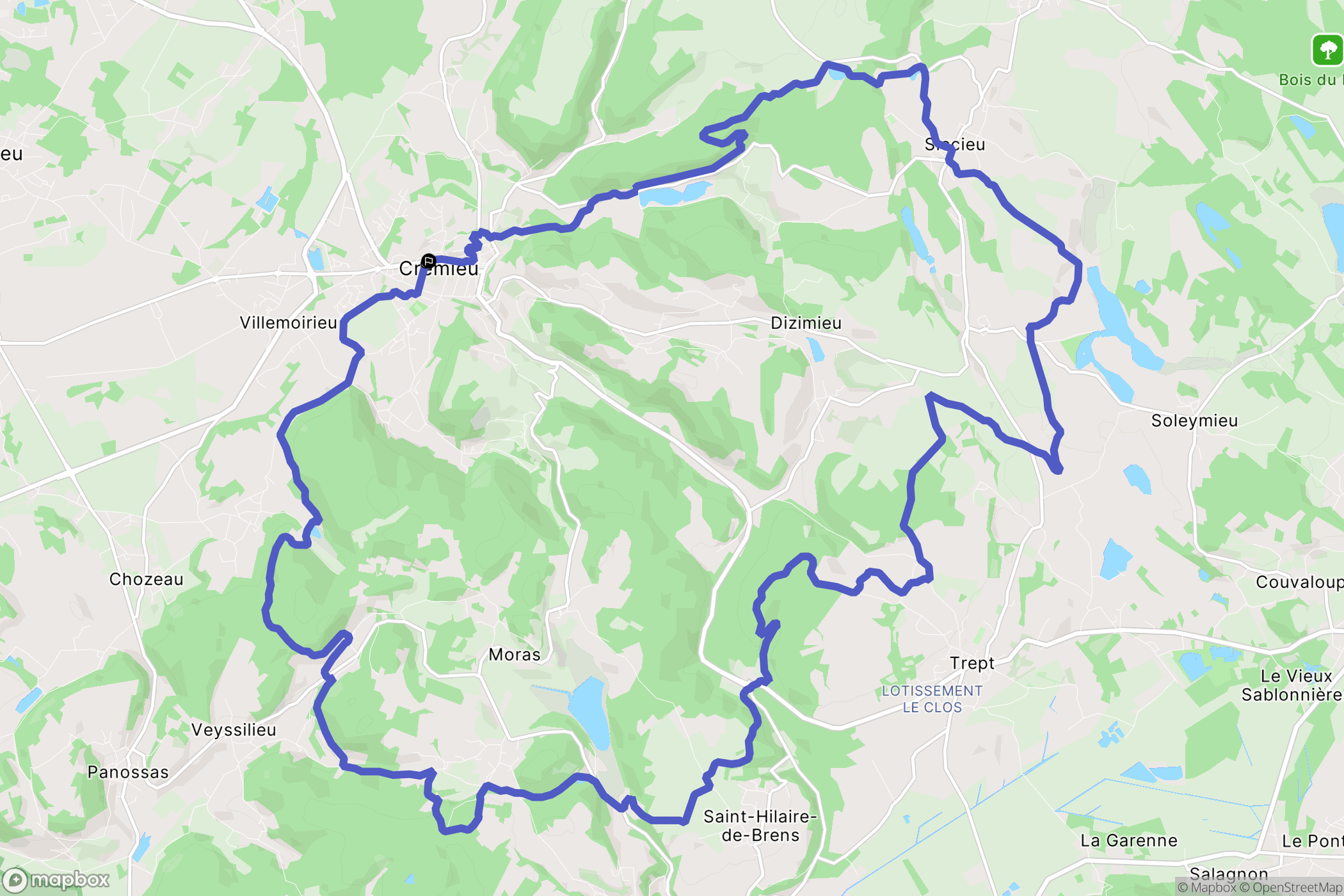 Crémieu : carte du parcours de randonnée - France