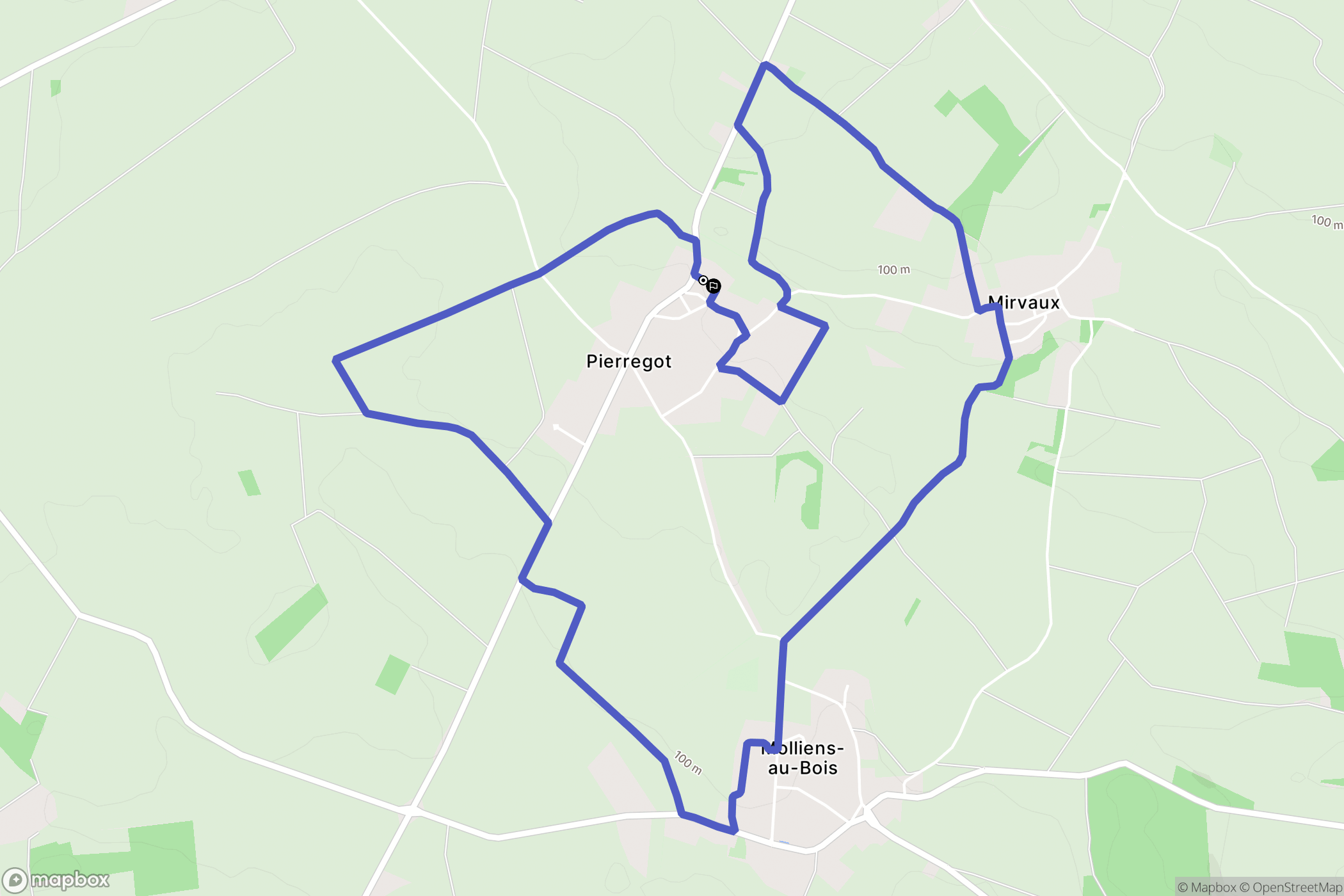 Pierregot : carte du parcours de randonnée - France