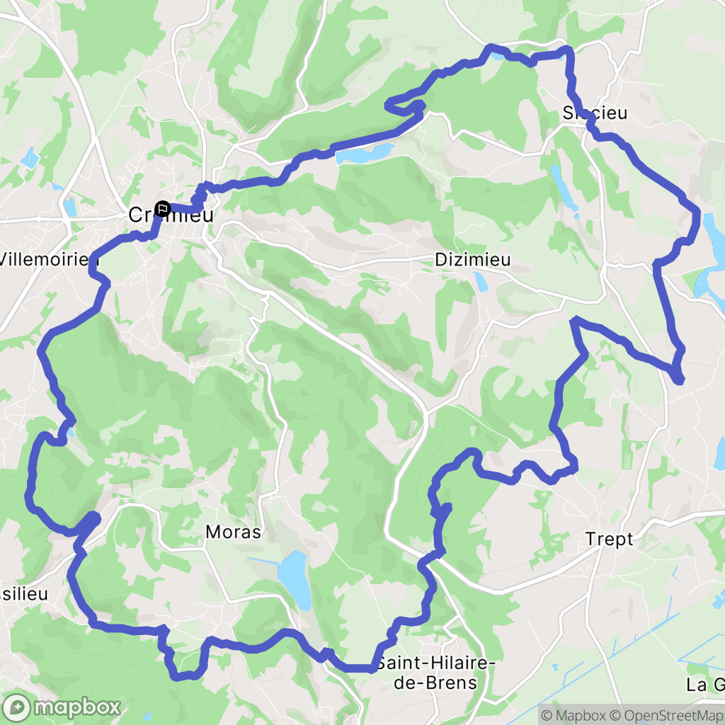 Crémieu : carte du parcours de randonnée - France