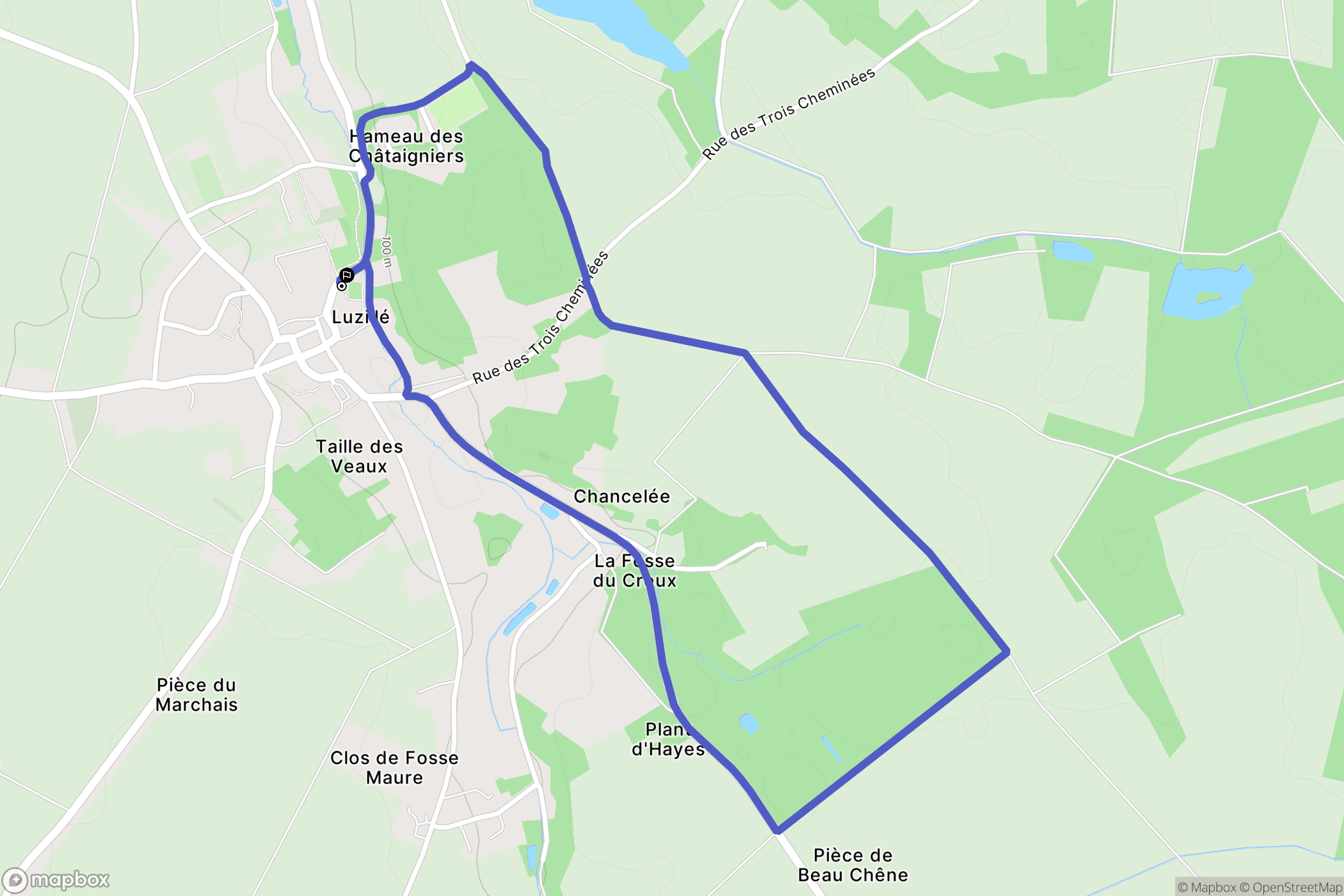 Luzillé : carte du parcours de randonnée - France