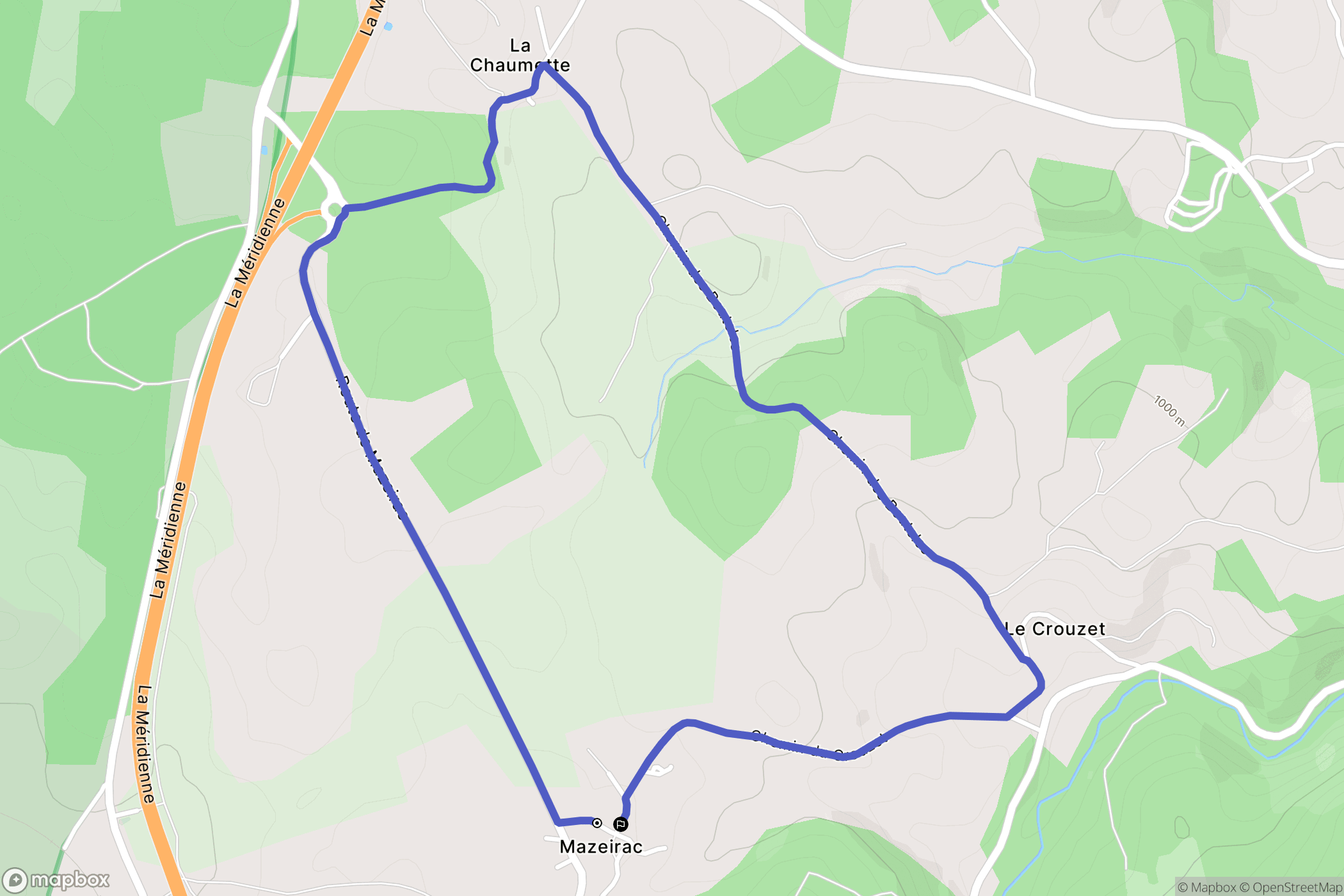 Rimeize : carte du parcours de randonnée - France