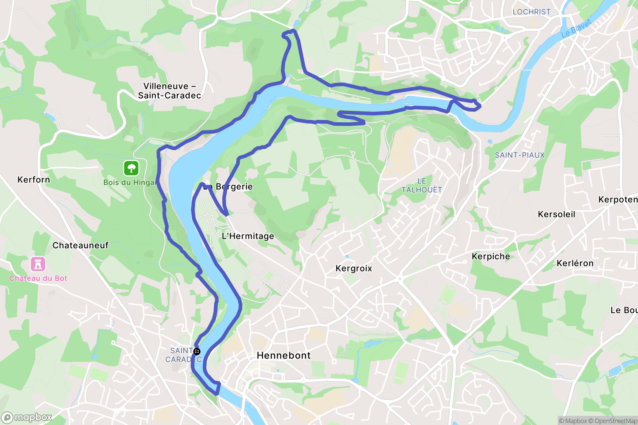 Hennebont : carte du parcours de randonnée - France