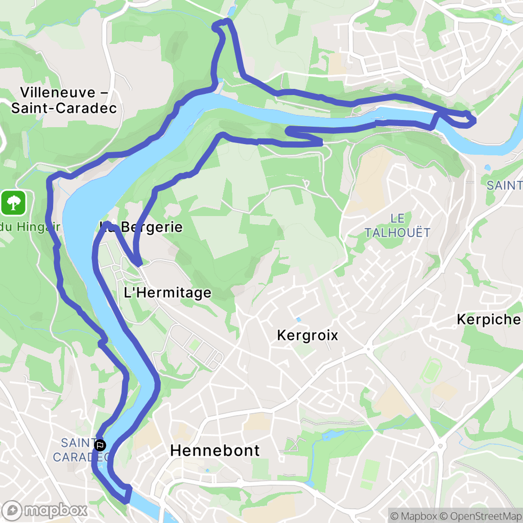 Hennebont : carte du parcours de randonnée - France