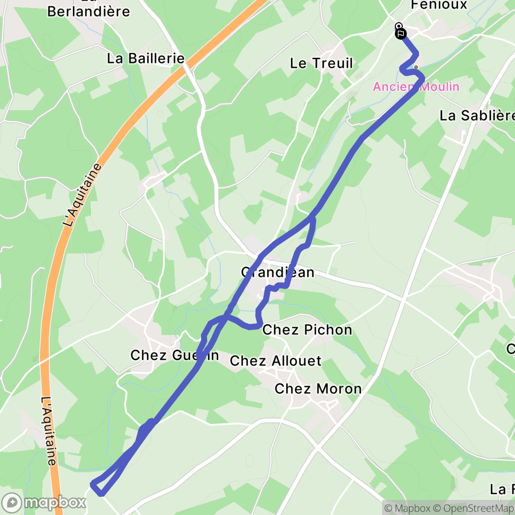 Fenioux : carte du parcours de randonnée - France