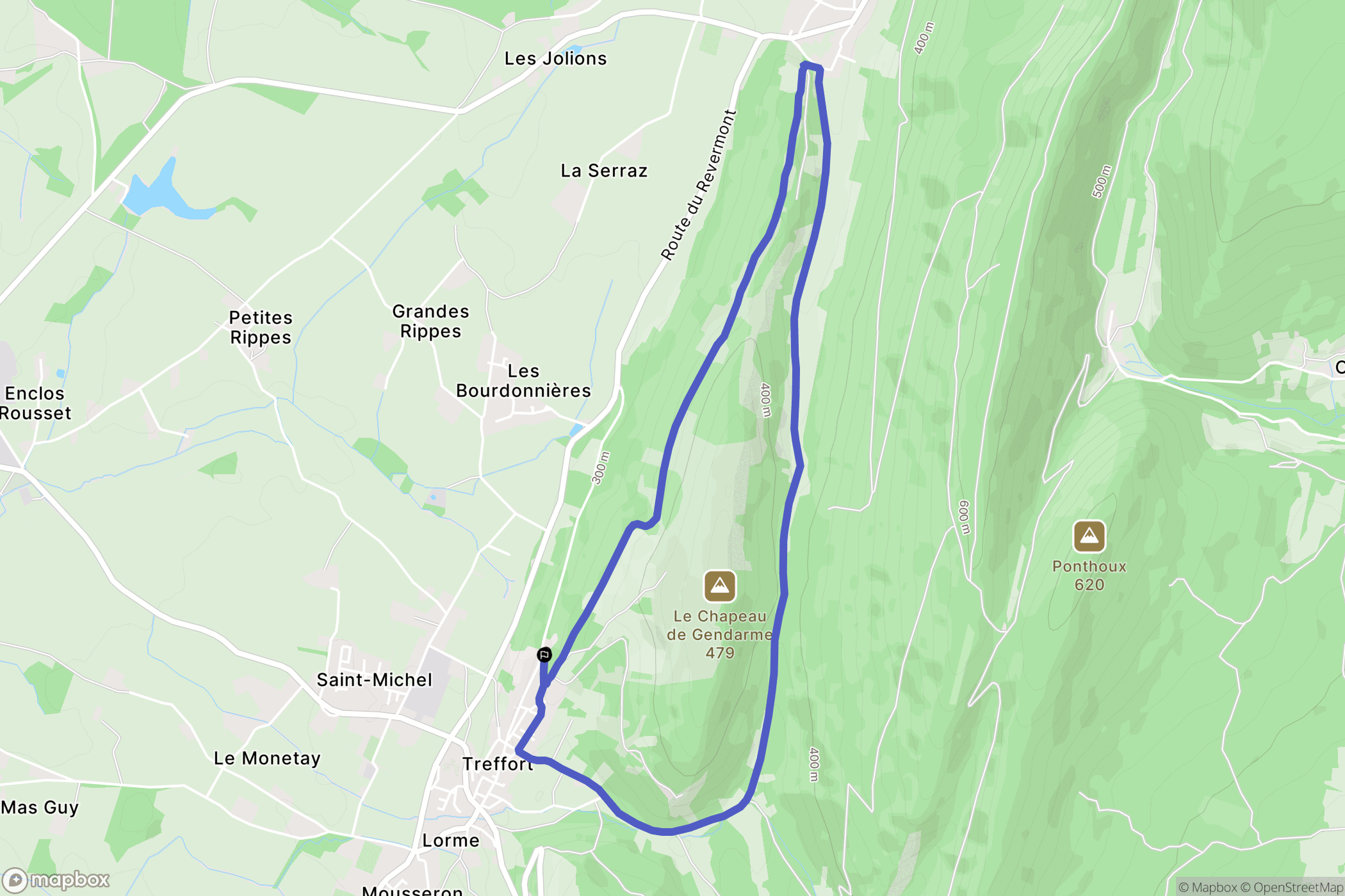 Val-Revermont : carte du parcours de randonnée - France