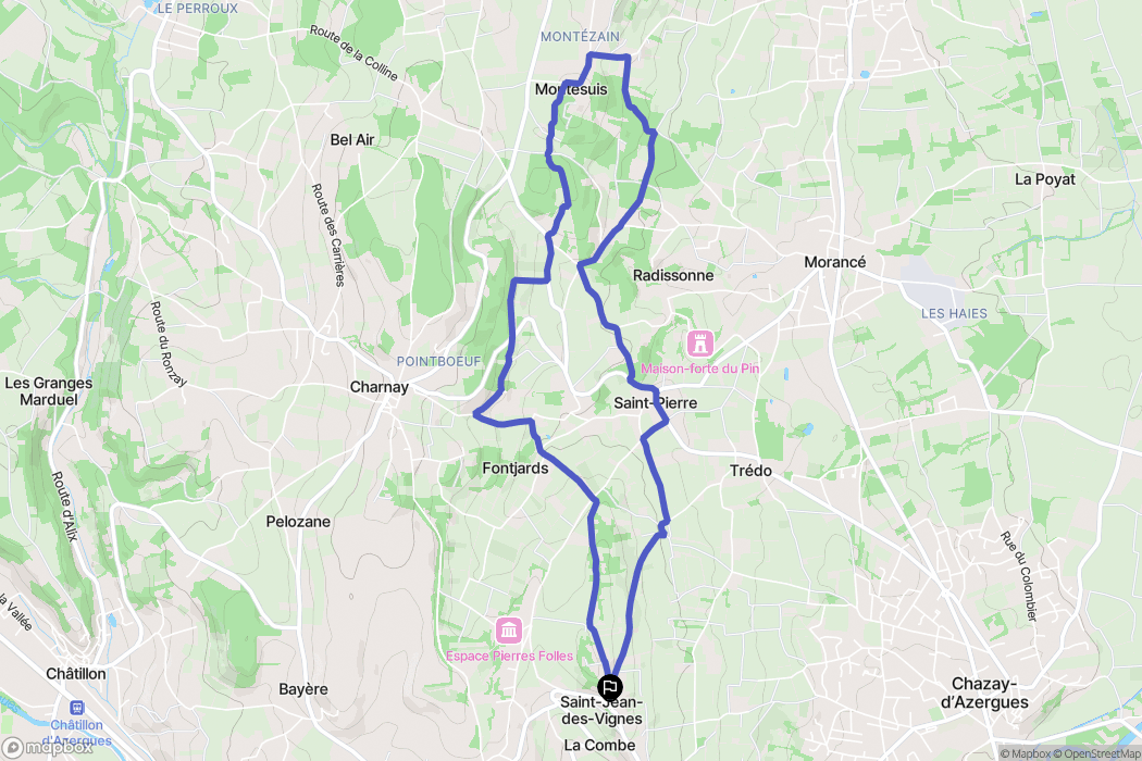 Saint-Jean-des-Vignes : carte du parcours de randonnée - France