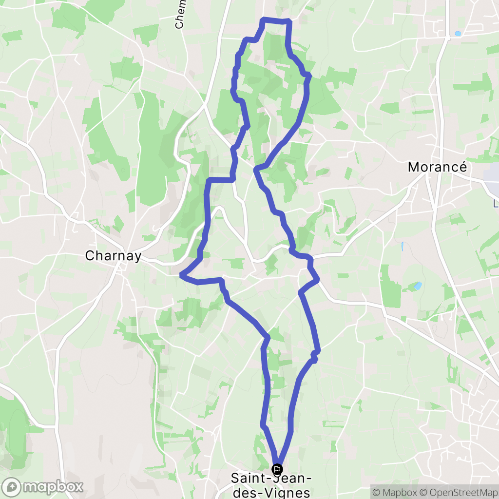 Saint-Jean-des-Vignes : carte du parcours de randonnée - France