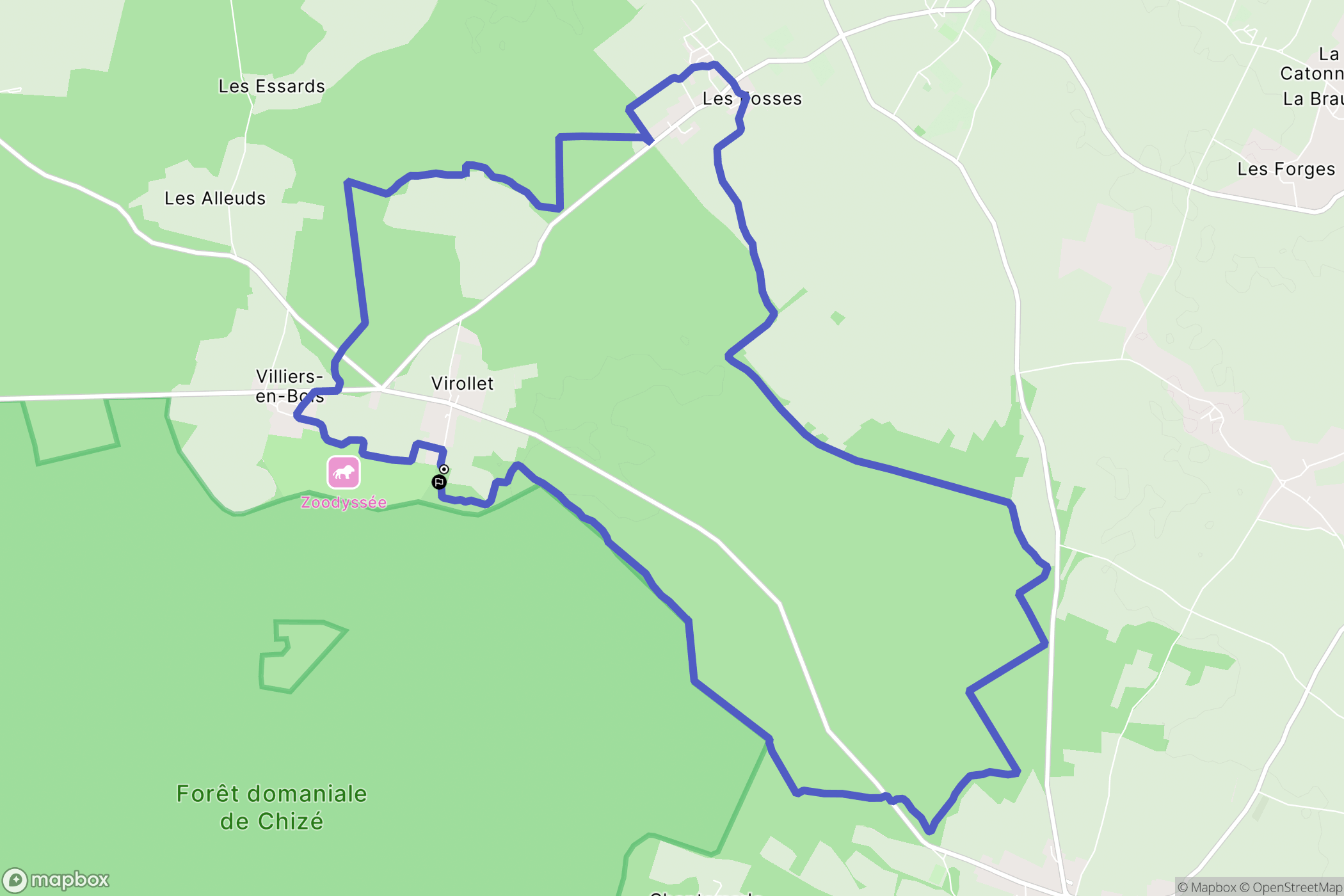 Villiers-en-Bois : carte du parcours de randonnée - France