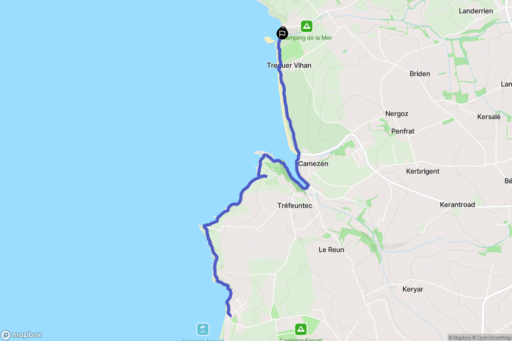 Ploéven : carte du parcours de randonnée - France
