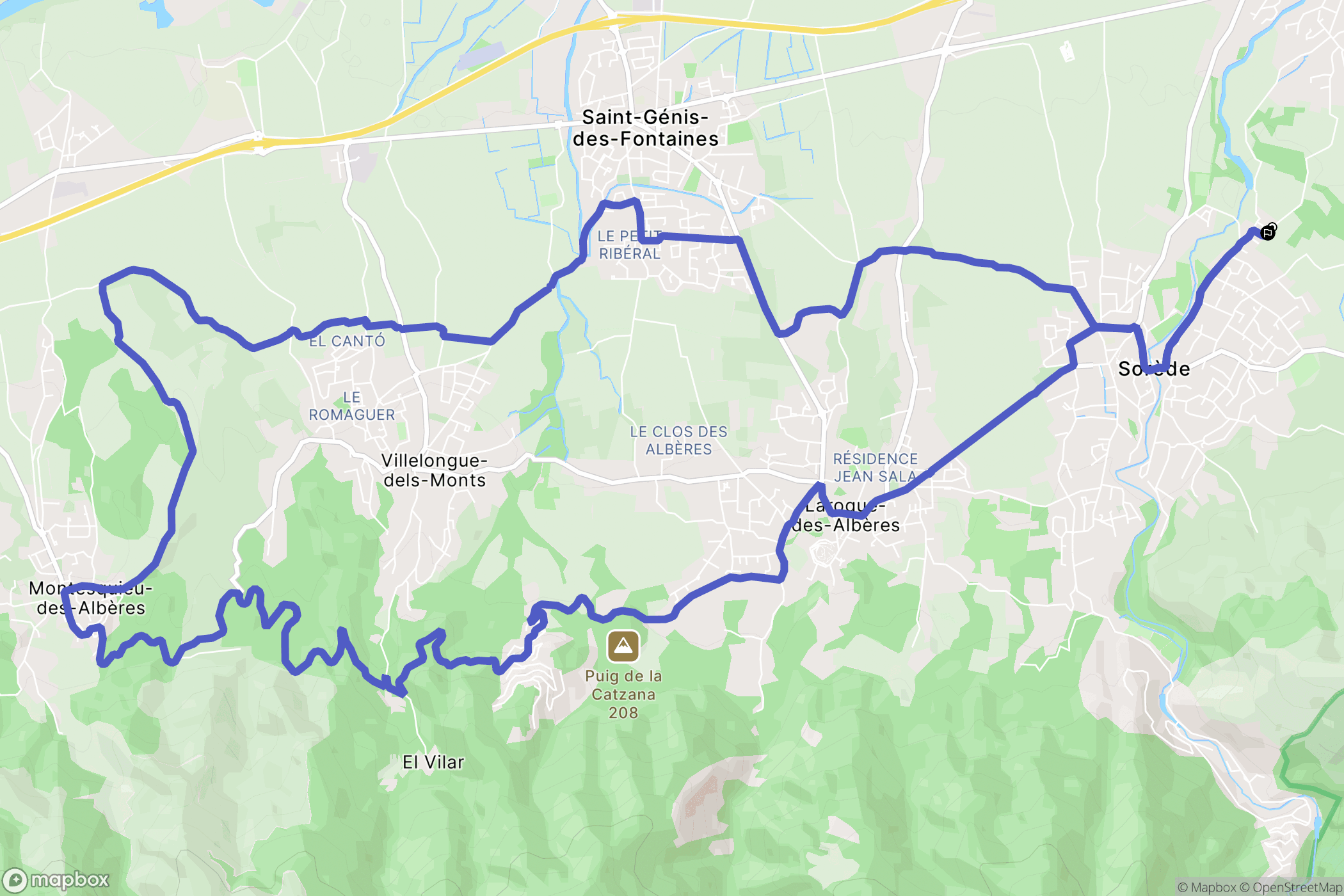 Sorède : carte du parcours de randonnée - France