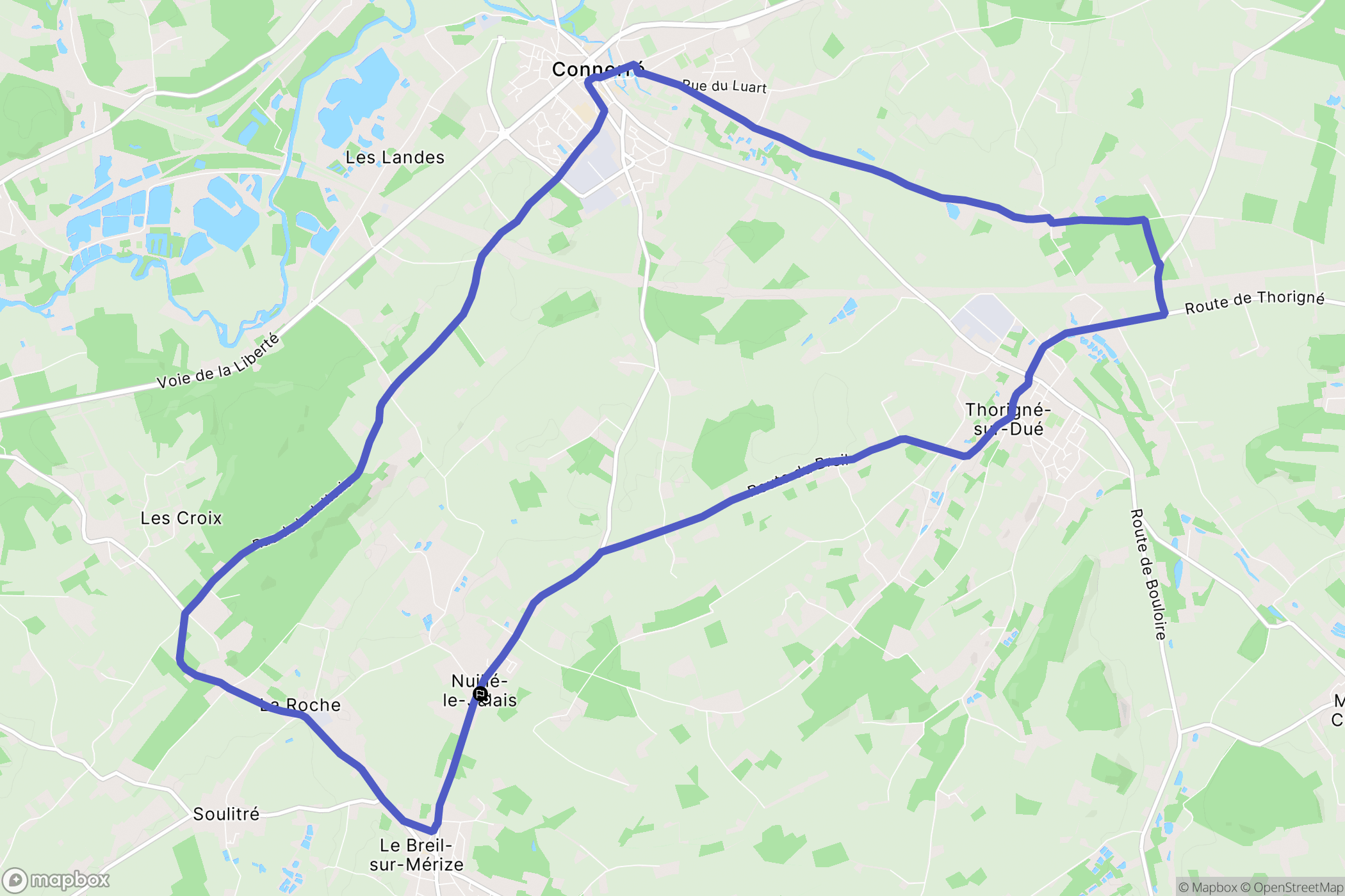 Nuillé-le-Jalais : carte du parcours de randonnée - France