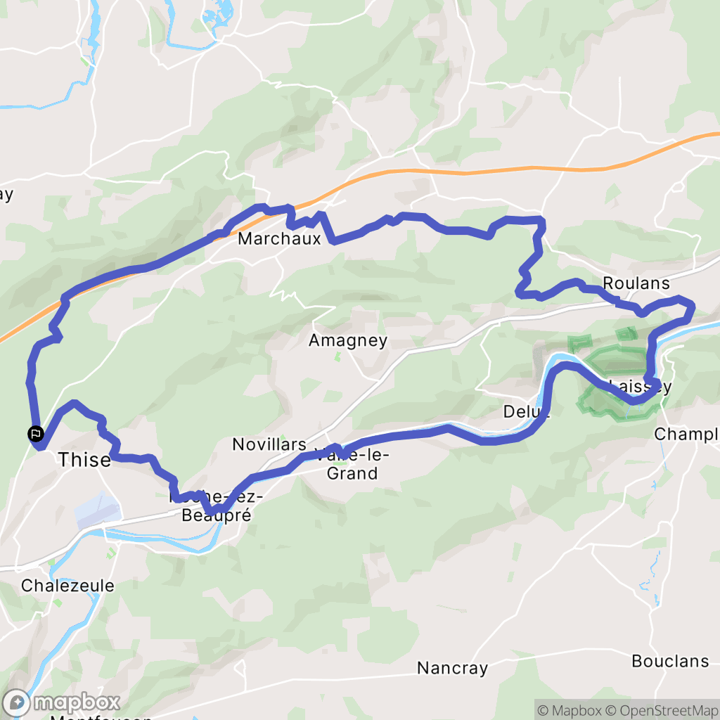 Besançon : carte du parcours de randonnée - France