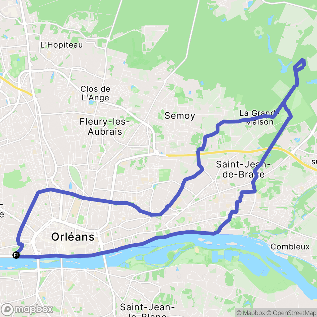 Orléans : carte du parcours de randonnée - France