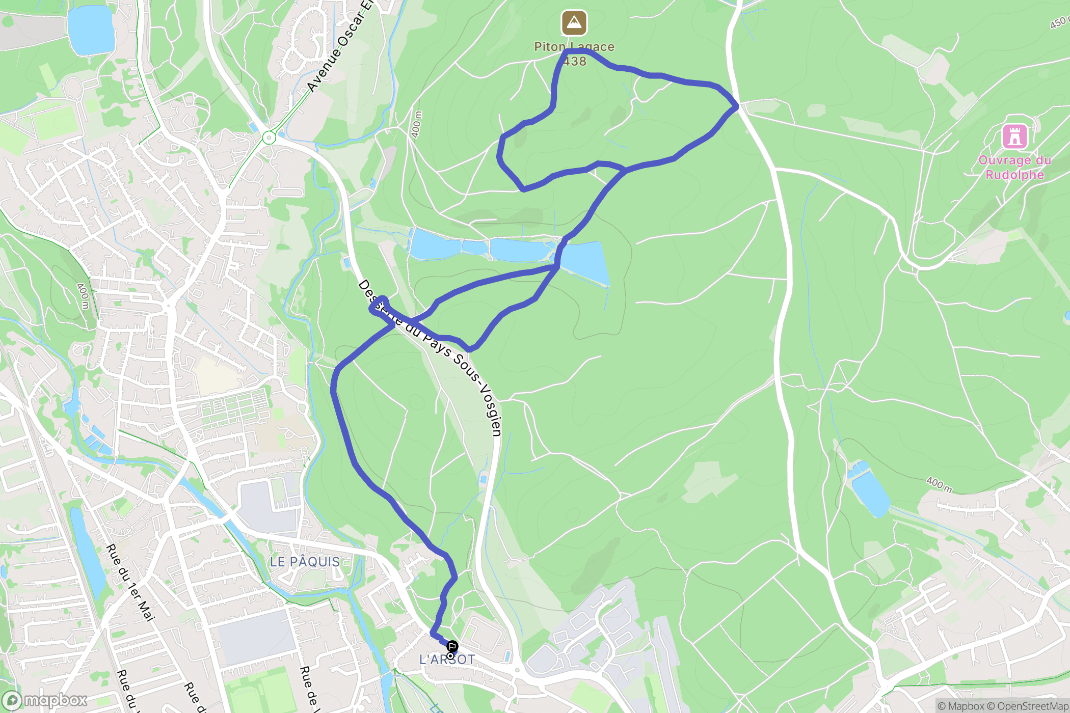 Valdoie : carte du parcours de randonnée - France