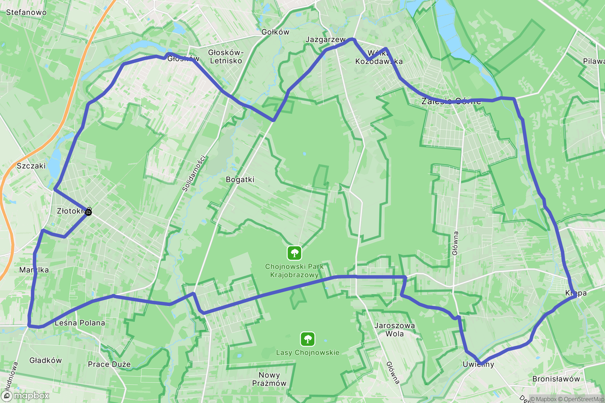 Złotokłos: mapa trasy - Poland