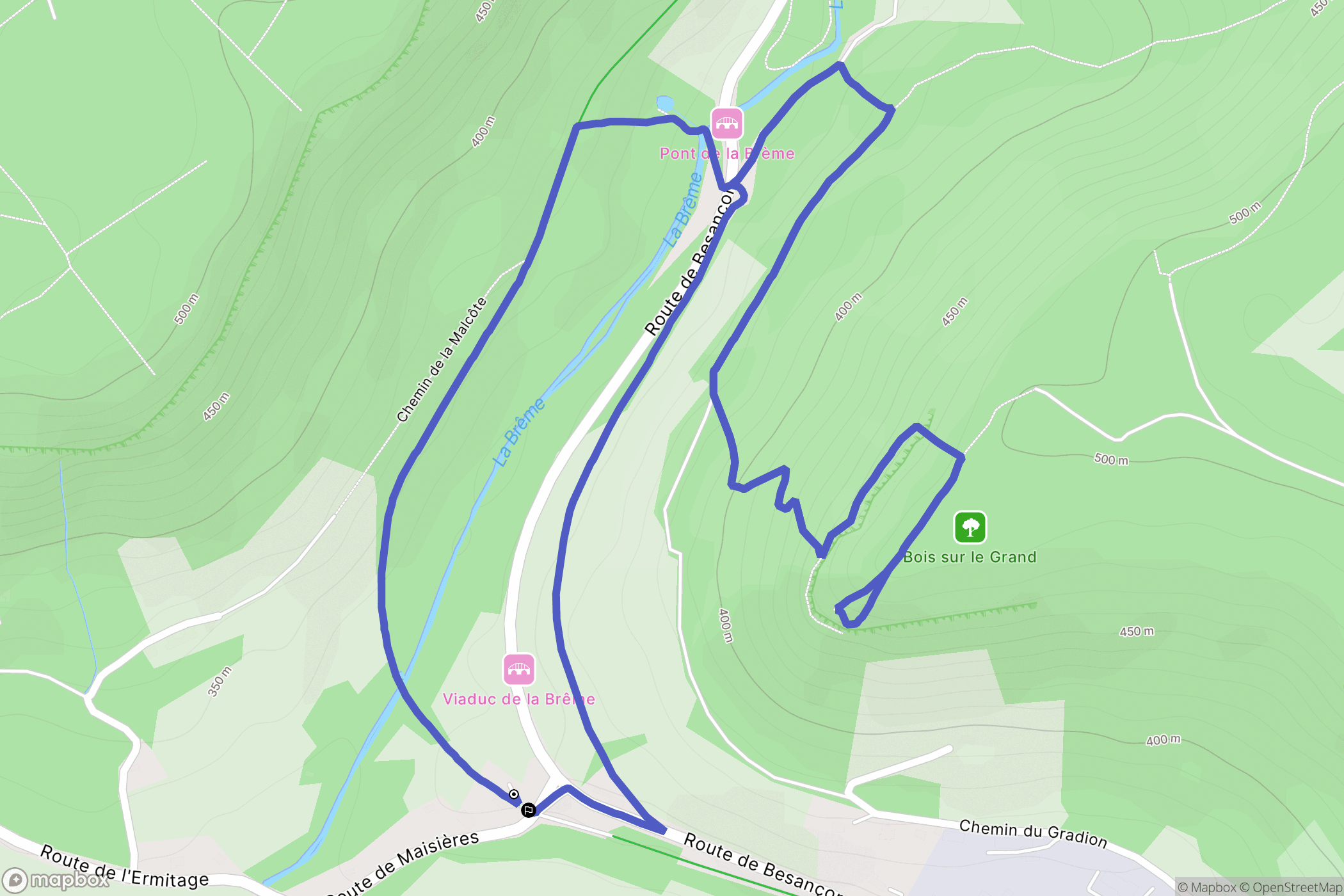 Ornans : carte du parcours de randonnée - France