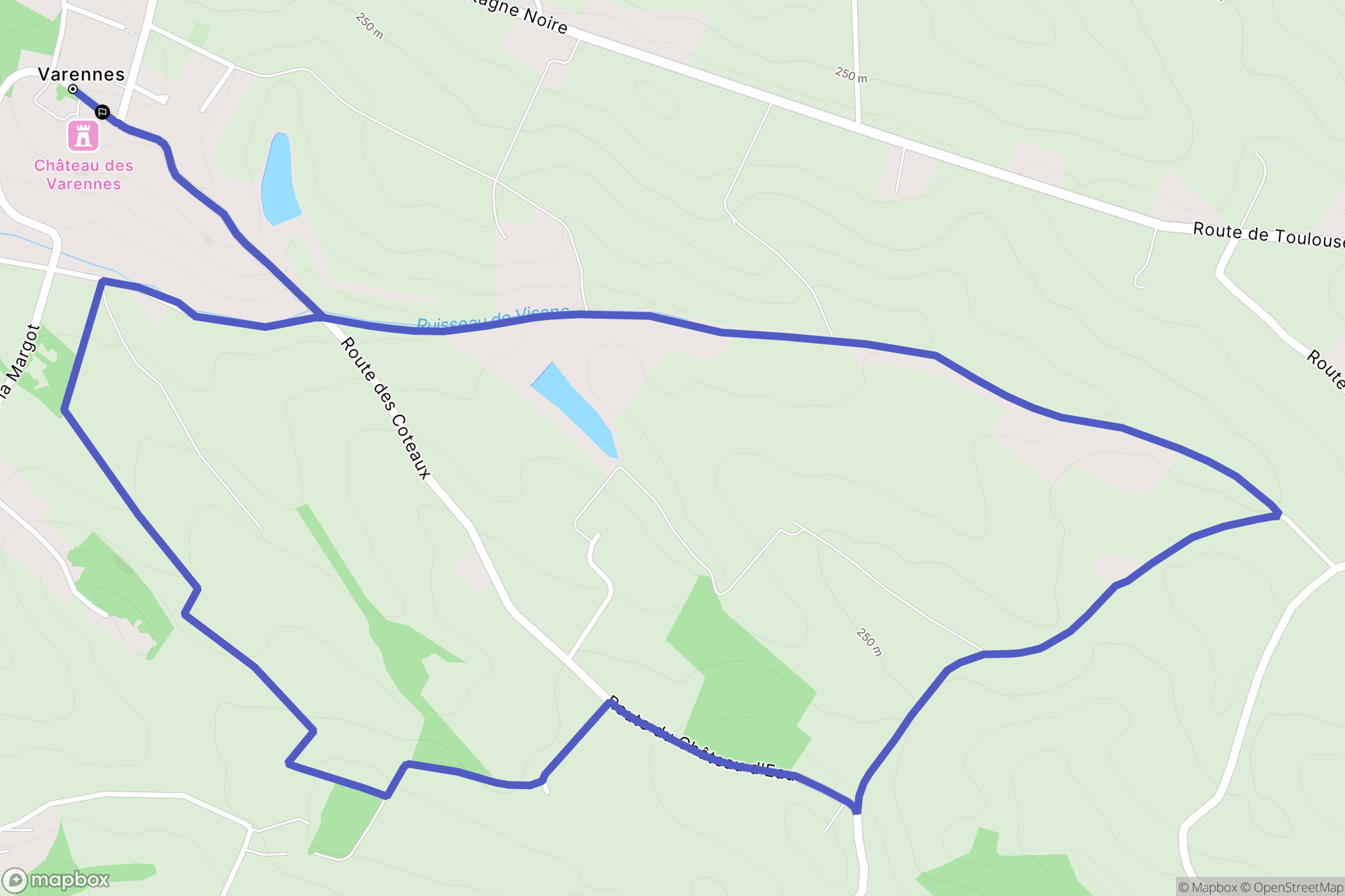 Varennes : carte du parcours de randonnée - France
