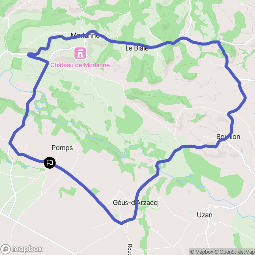 Pomps : carte du parcours de randonnée - France