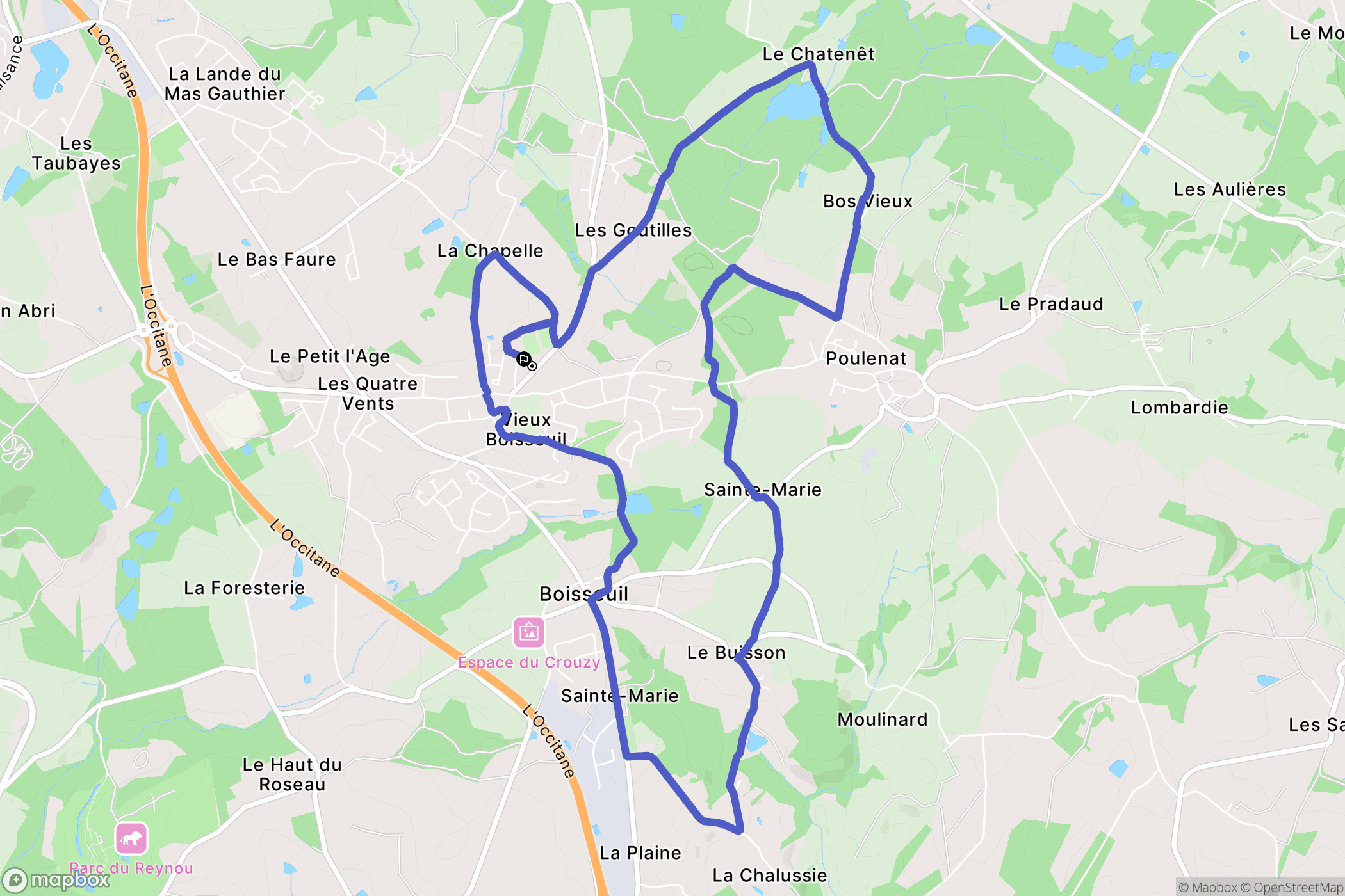 Boisseuil : carte du parcours de randonnée - France