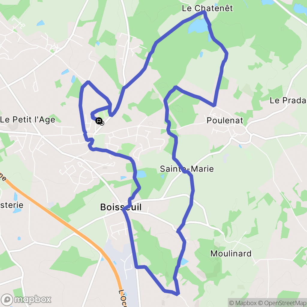 Boisseuil : carte du parcours de randonnée - France